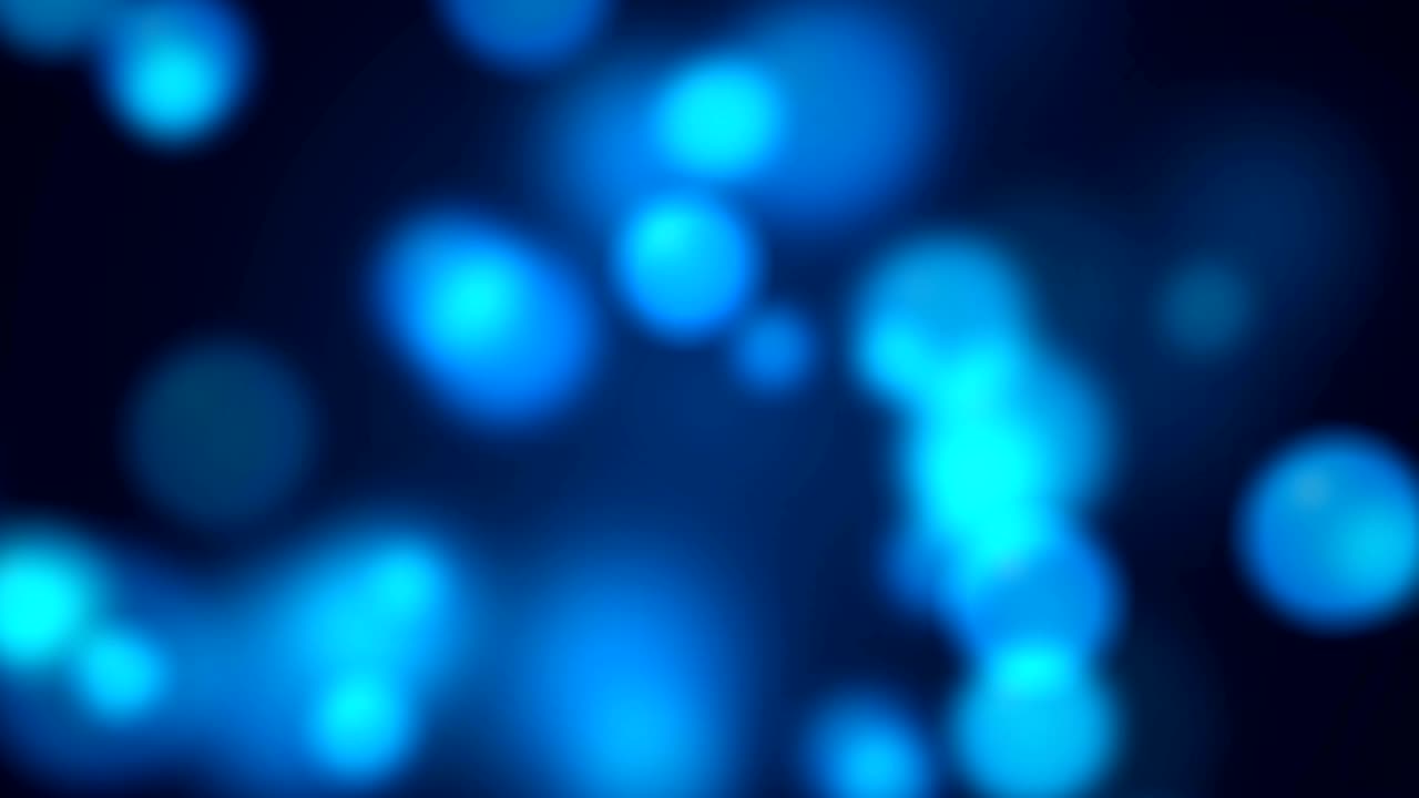 Abstrakter blauer Hintergrund mit leuchtenden Bokeh-Lichtern. Endlosschleife, 4K