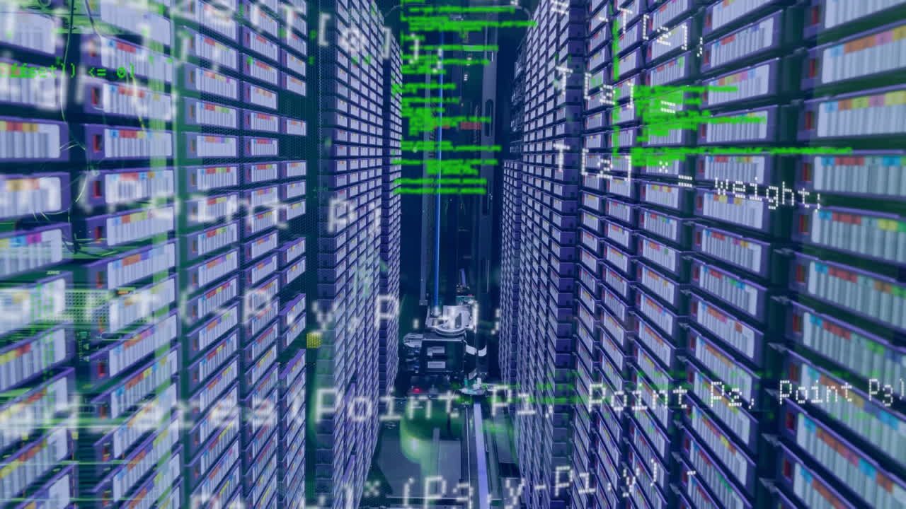 Animation of data processing over server room