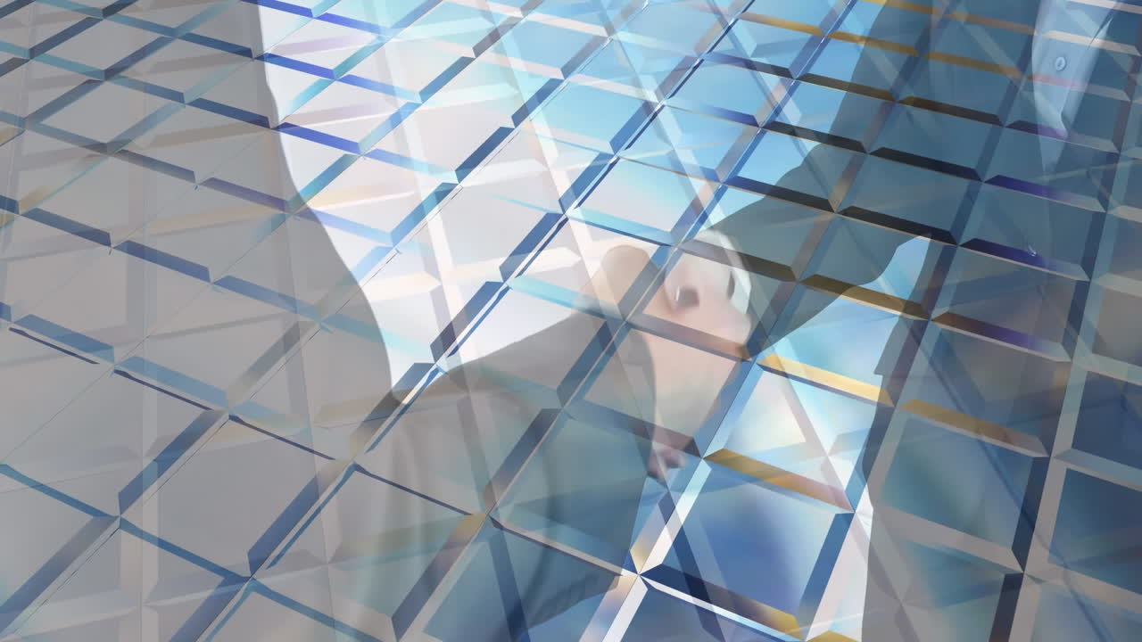 비즈니스맨과 비즈니스맨이 손을 흔드는 중간 섹션에 맞춰 원활한 패턴의 3d 사각형