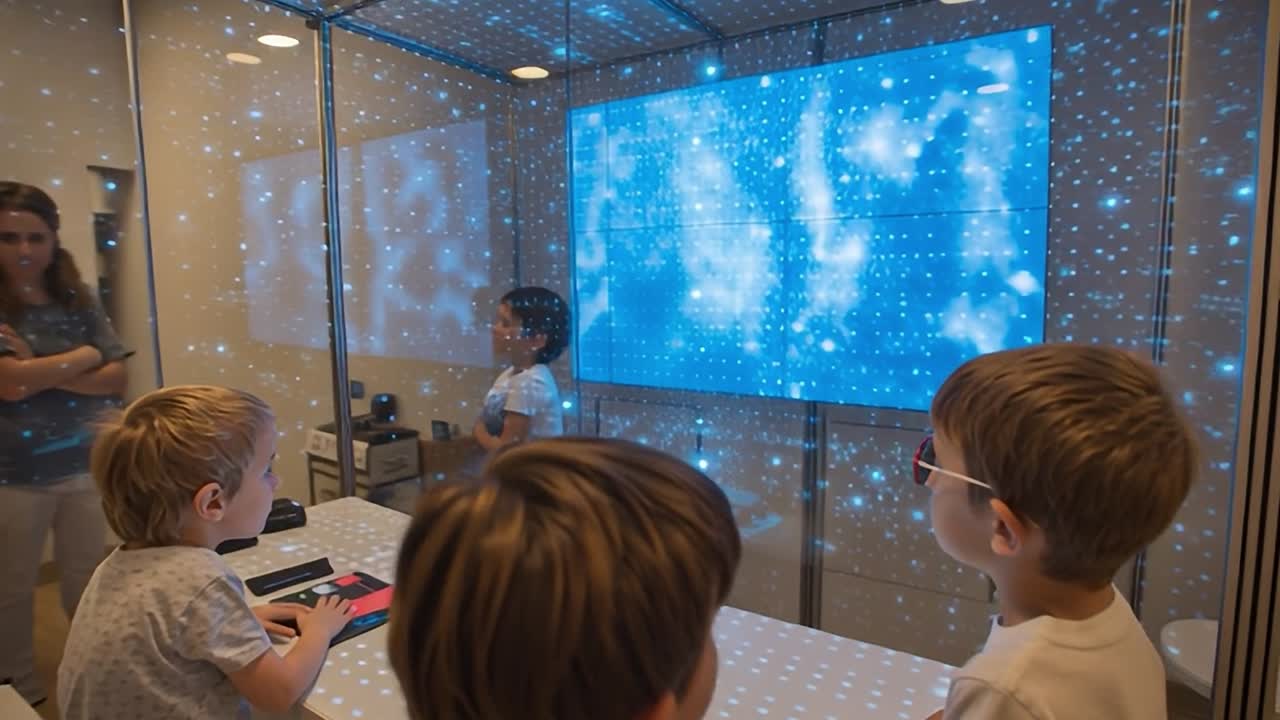 Medical professionals engage children in a futuristic learning experience