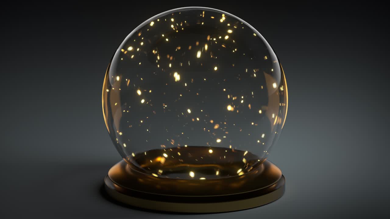 유리 구 안에서 떠다니는 반이는 입자 3d 렌더링 애니메이션