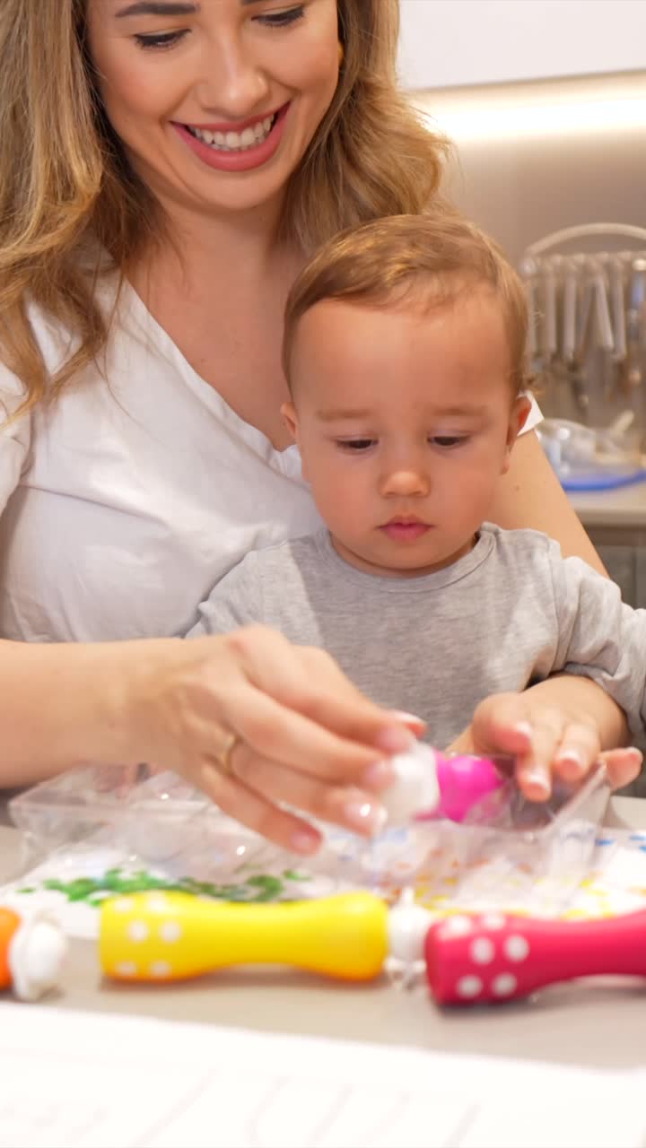 Baby and Mother Painting Together