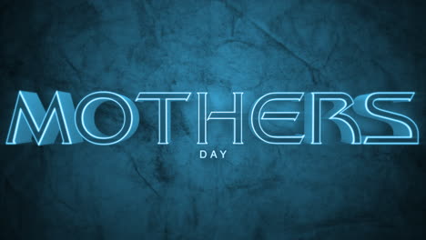 neon blue mothers day shines on dark textured background