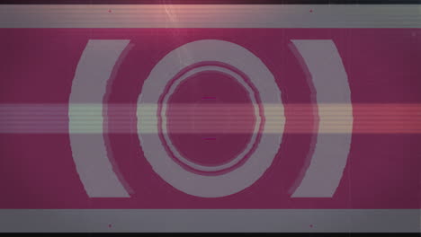 digital animation of light trails and glitch effect against round scanner on pink background