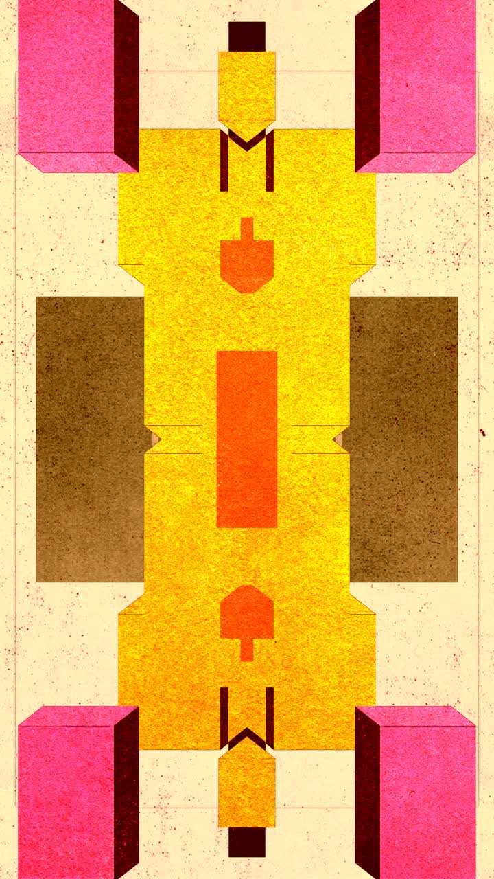 Vibrant Abstract Geometric Shapes Morphing Seamlessly with Retro Texture