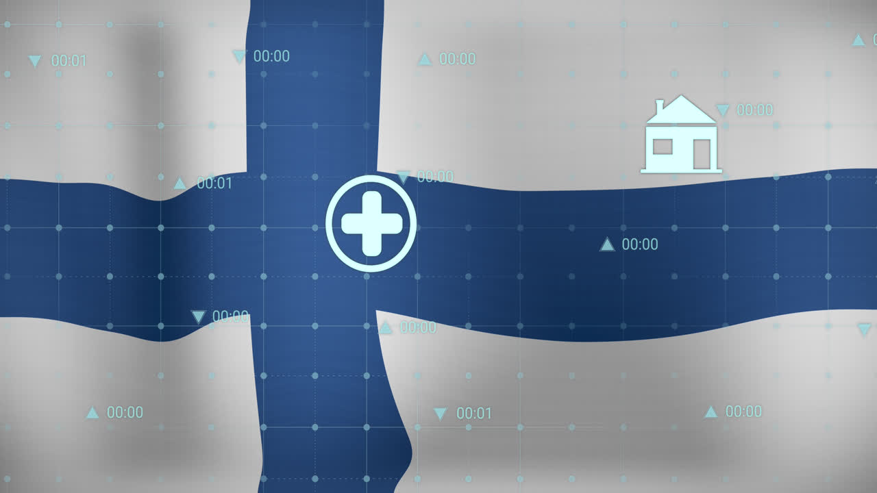 핀란드의 발에 대한 데이터 처리의 애니메이션