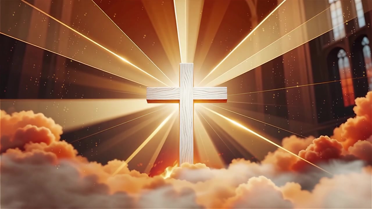 Christian Cross Heavenly Light Worship Background