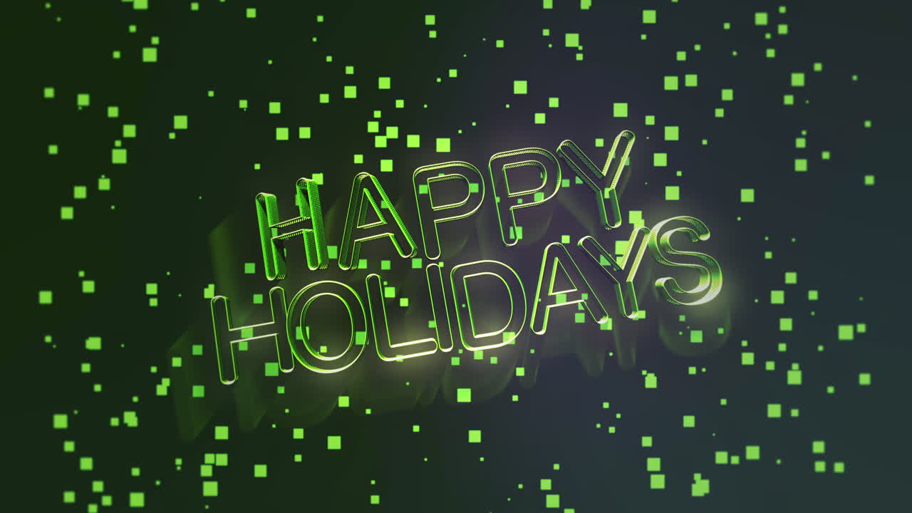 Happy Holidays with fly confetti on green gradient