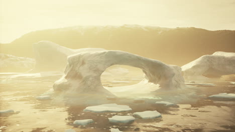 Close-up-of-iceberg-on-black-sand-shore