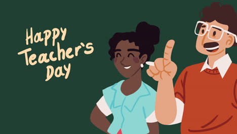 happy teachers day lettering with couple