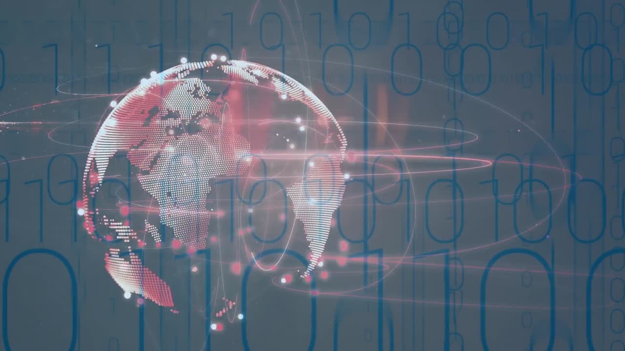 바이너리 코딩을 통해 연결 네트워크와 함께 지구의 애니메이션