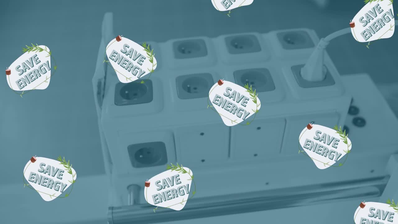 소켓 위의 에너지 절약 텍스트의 애니메이션