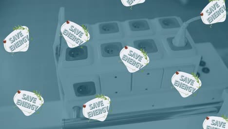 animation of save energy text over sockets