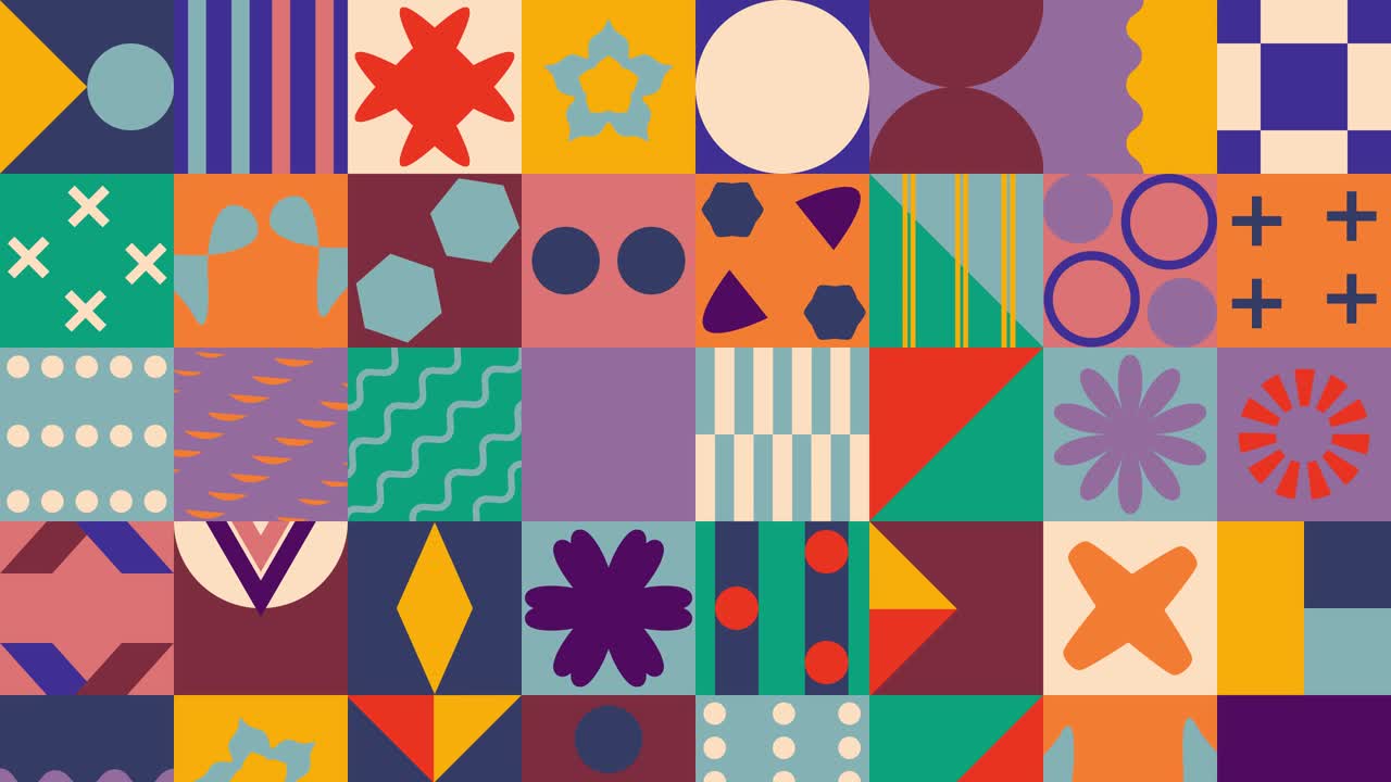 The background consists of a group of Animated shapes, After effect