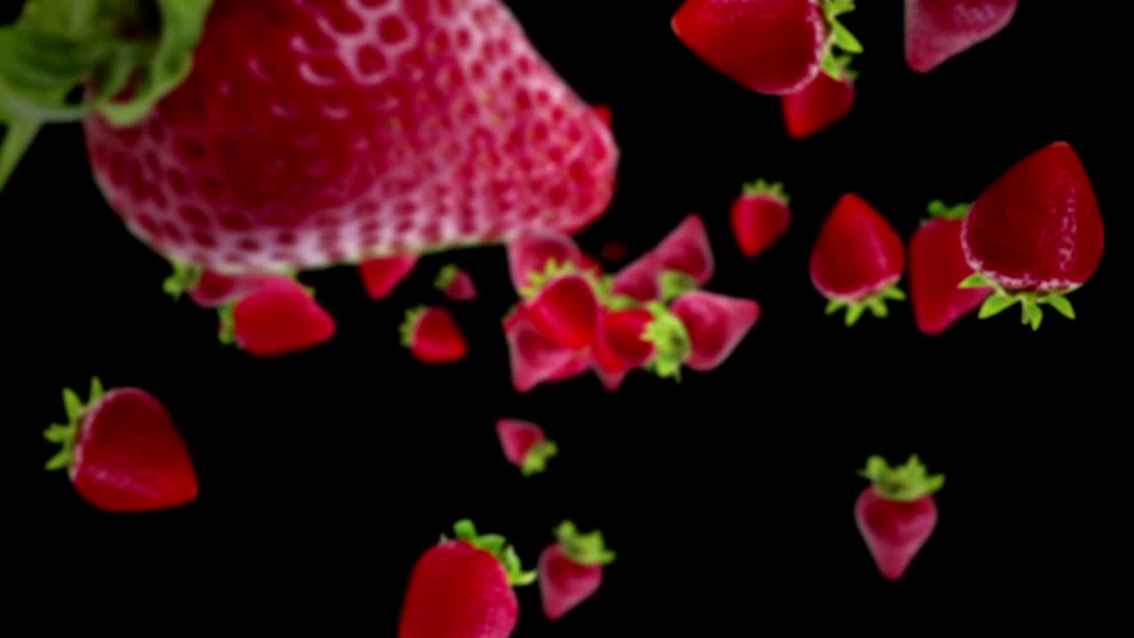 떨어지는 딸기 배경, 루프, 알파 채널
