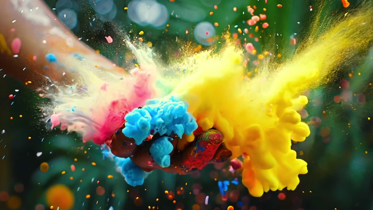 Vibrant Explosion of Colors: Holi Festival Powder Blast