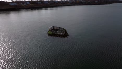 an aerial view over the waters of the long island sound off long island, new york