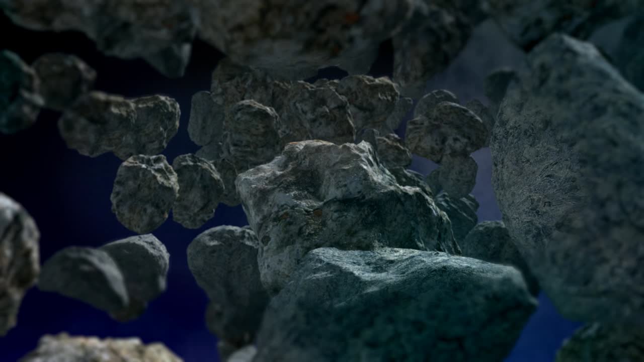 우주 유성 회전 바위