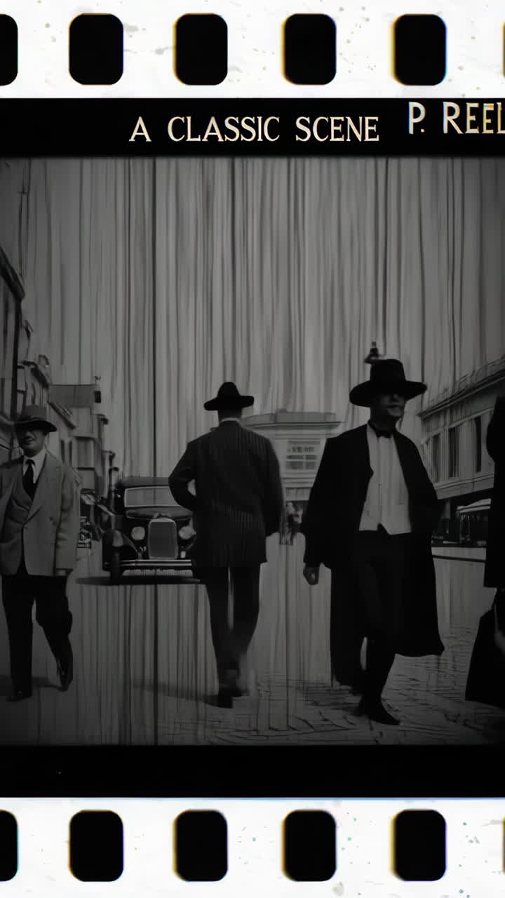 Classic Street Scene - Black and White Film Reel