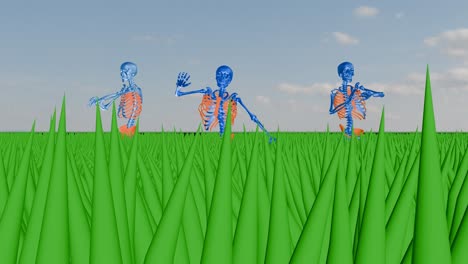 Skeleton-dancing-on-green-grass-