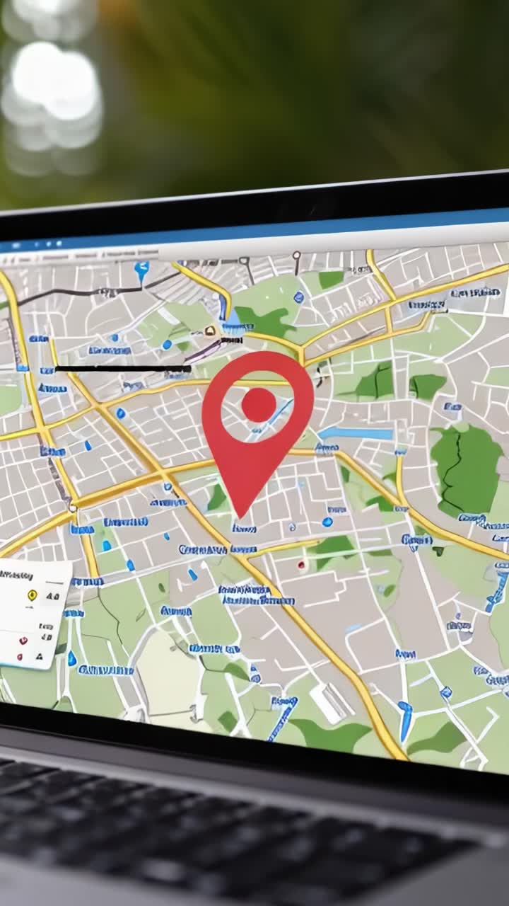 Exploring Interactive Mapping: A Close-Up of a Laptop Displaying Dynamic Maps with Location Markers and Navigation Tools for Enhanced User Experience
