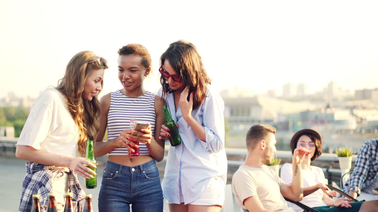 Friends Enjoying Rooftop Party