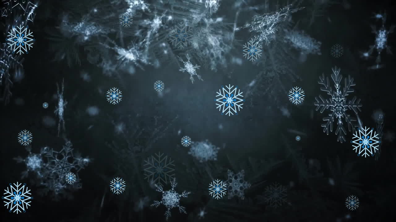 검은색 배경에 내리는 눈의 애니메이션