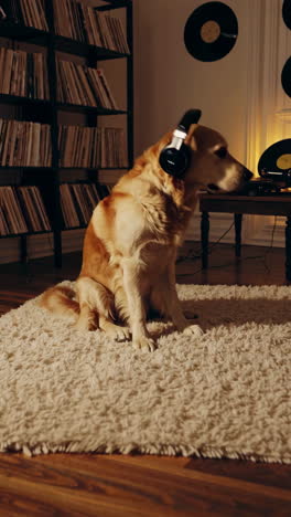 perro con auriculares escuchando música