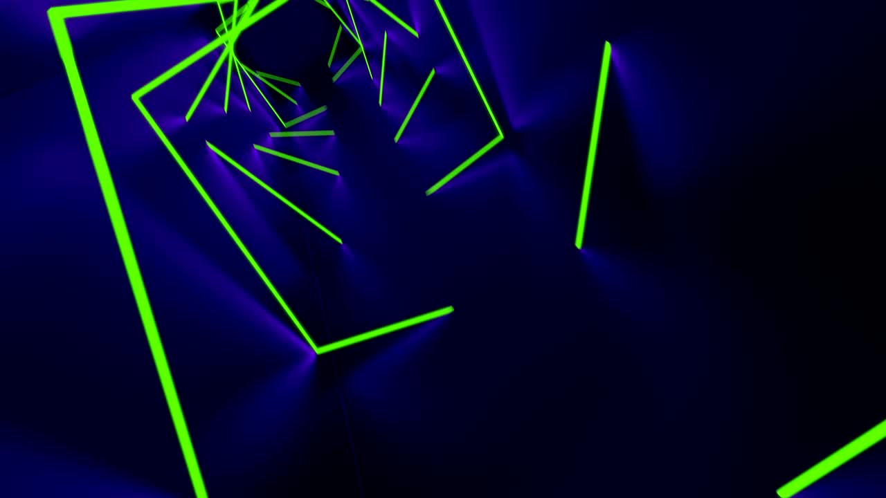 moviéndose a través de un túnel abstracto hecho de tubos de neón, animación en bucle