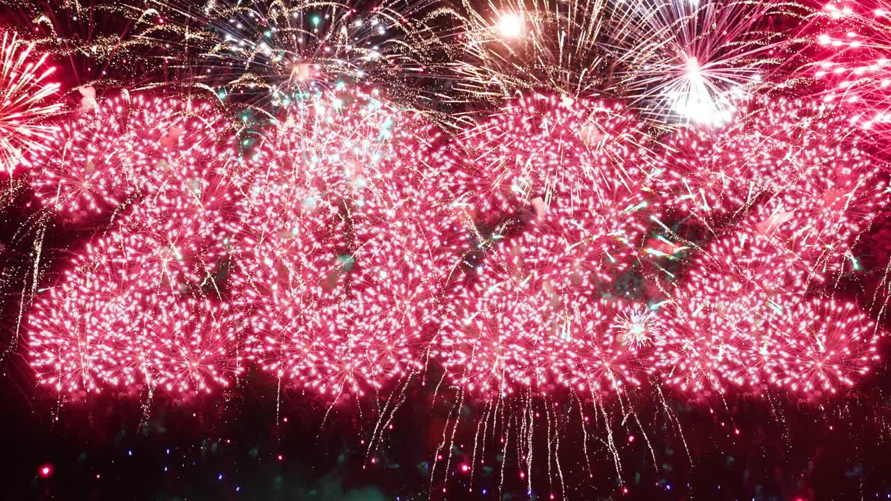 New year eve Christmas fireworks with numbers 2022 from volleys.