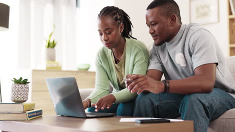 Collaboration,-laptop-or-talking-couple-in-home