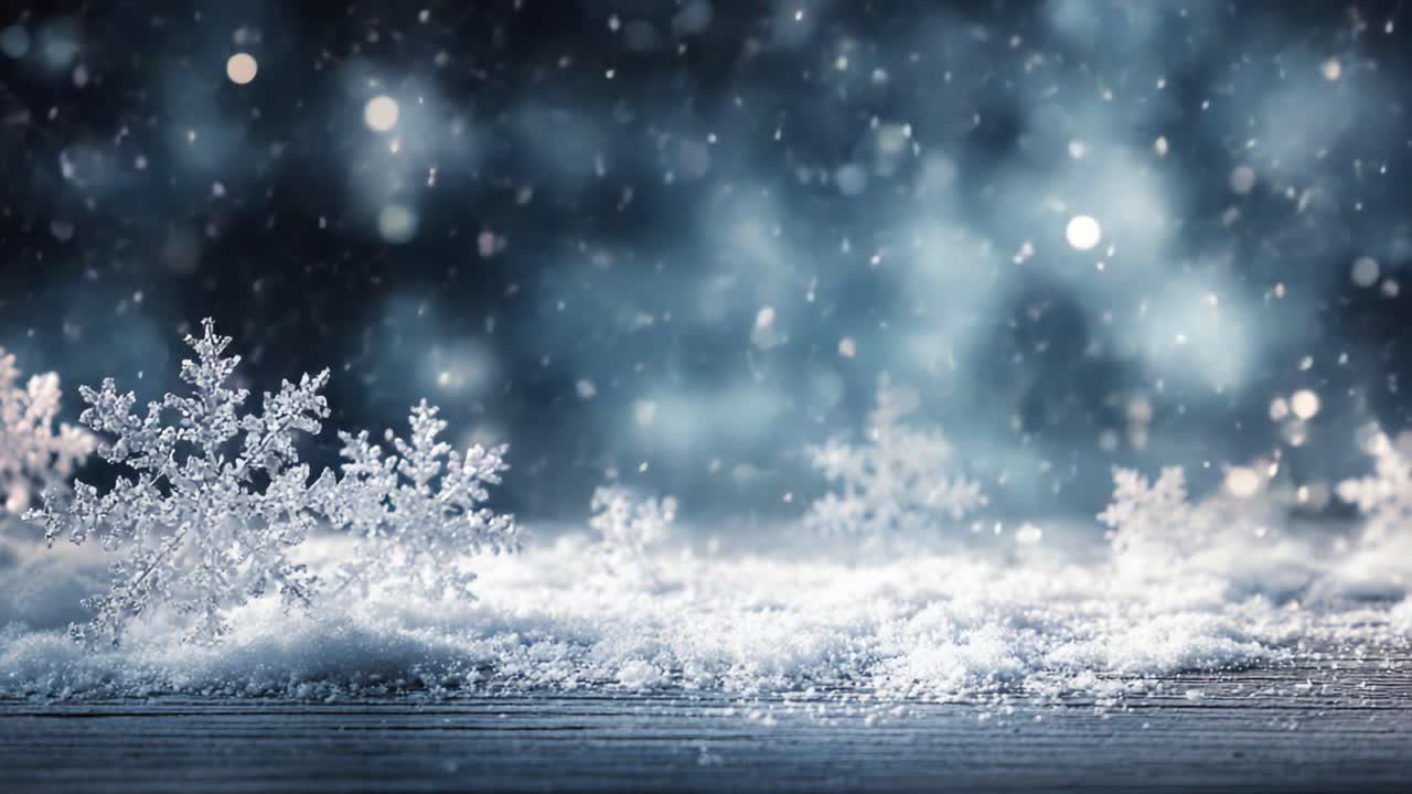 Captivating Winter Wonderland: A Serene Scene of Falling Snowflakes and Sparkling Snow Blanketing the Ground, Creating a Magical Atmosphere of Winter's Beauty