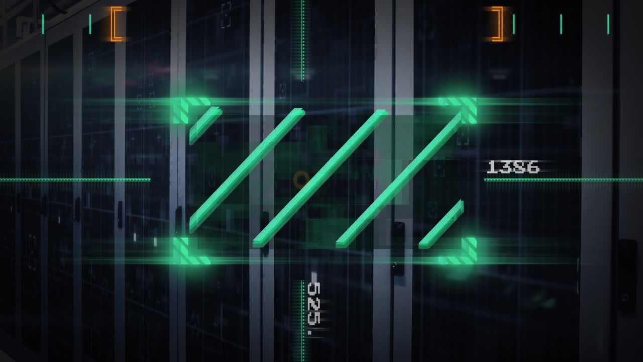 컴퓨터 서버를 통해 디지털 데이터 처리의 애니메이션