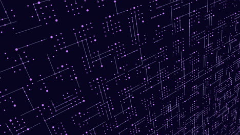 patrón geométrico futurista digital con puntos y líneas de neón en el espacio oscuro