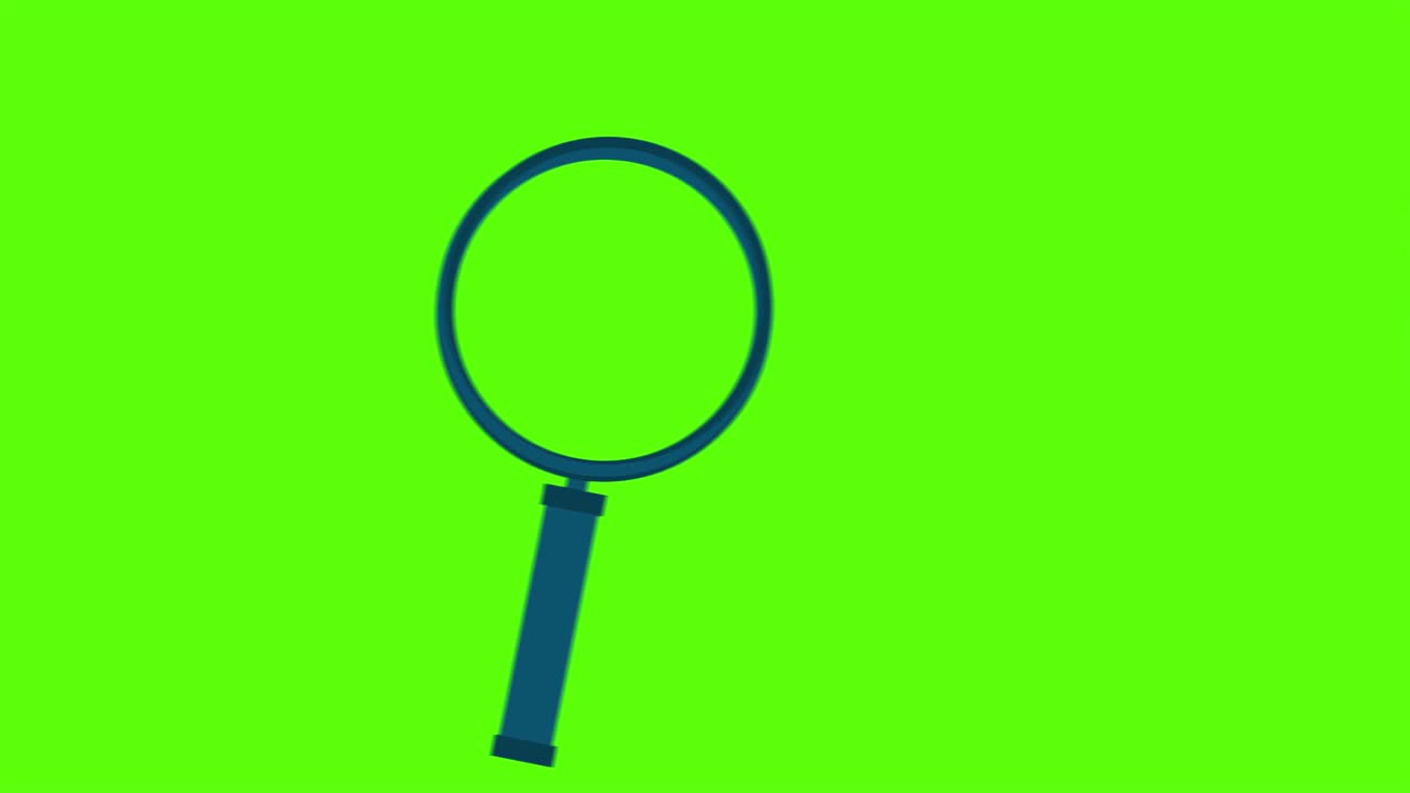 lupa aislada en la pantalla verde. clave de croma inserción verde.