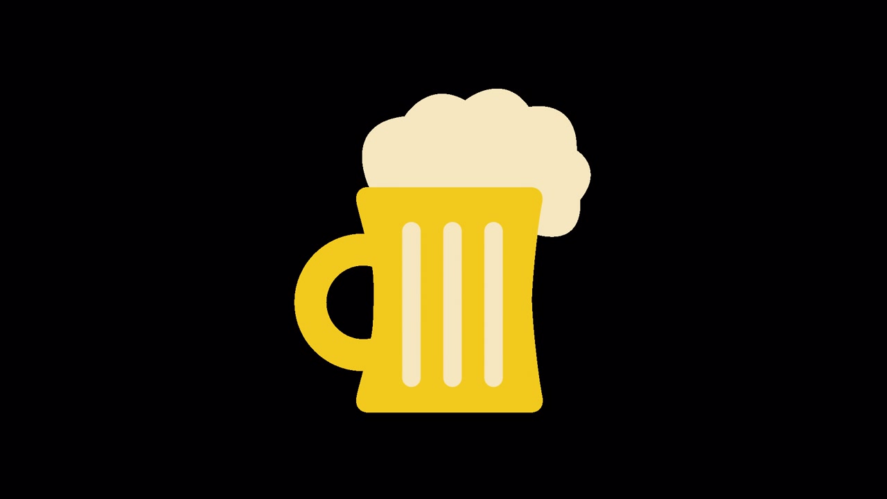Icona animata di un boccale di birra che si riempie di birra e schiuma