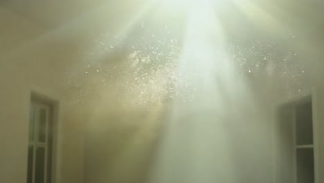 light beams and dust particles in a room