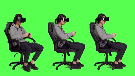 Asiatischer-Mann-Trägt-Virtual-Reality-Headset