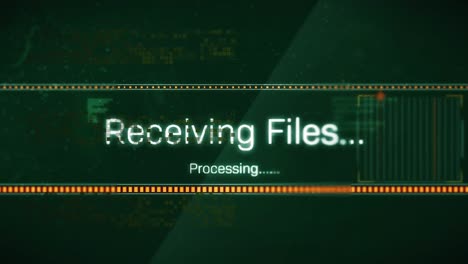 animación de la recepción de archivos y el procesamiento de archivos de texto, barras de carga, lenguaje informático en cuadrados