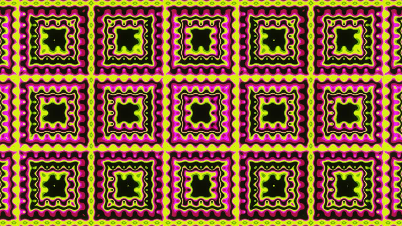 cuadrados abstractos intermitentes multicolores sobre un fondo negro