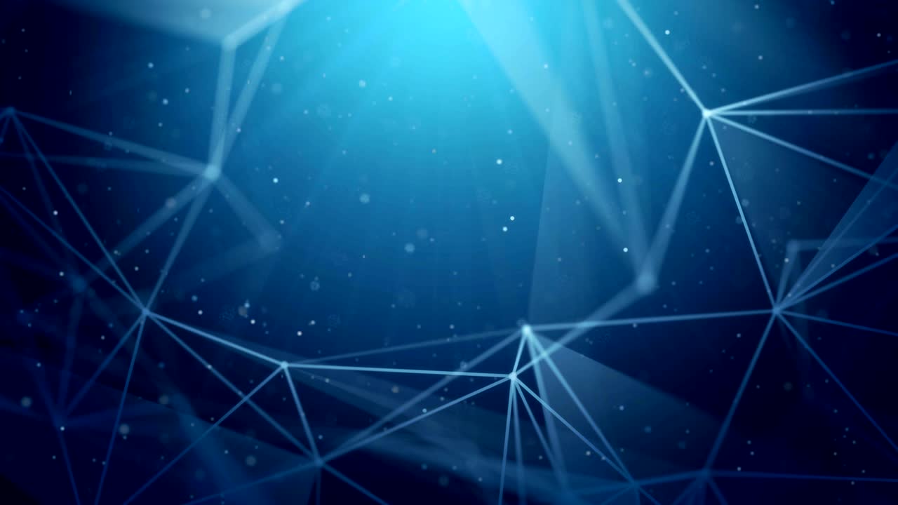 Connected polygons plexus geometric background can be used for scientific or technology presentations as molecule and communication concept. Digital data visualization Seamless Loop Animation