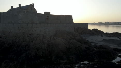 fort du petit bé at sunset, saint-malo, brittany in france