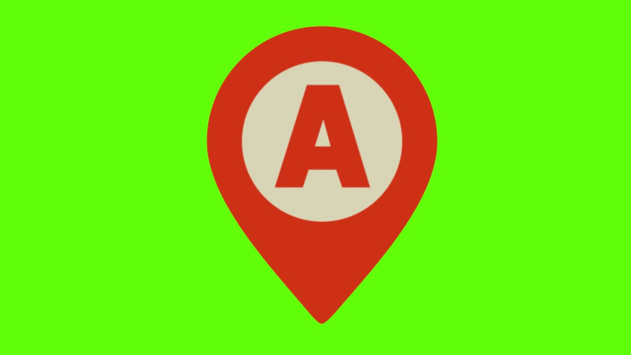 animación de una señal de navegación con la letra a en una pantalla verde