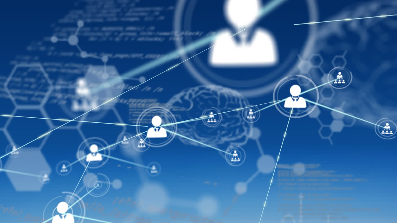 인간의 뇌와 데이터 처리를 통해 연결 네트워크의 애니메이션