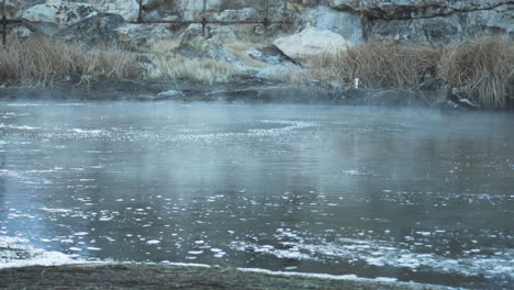 Steamy-Boiling-Hot-Springs,-Hot-Creek-Geological-Site,-Medium,-Low-Angle