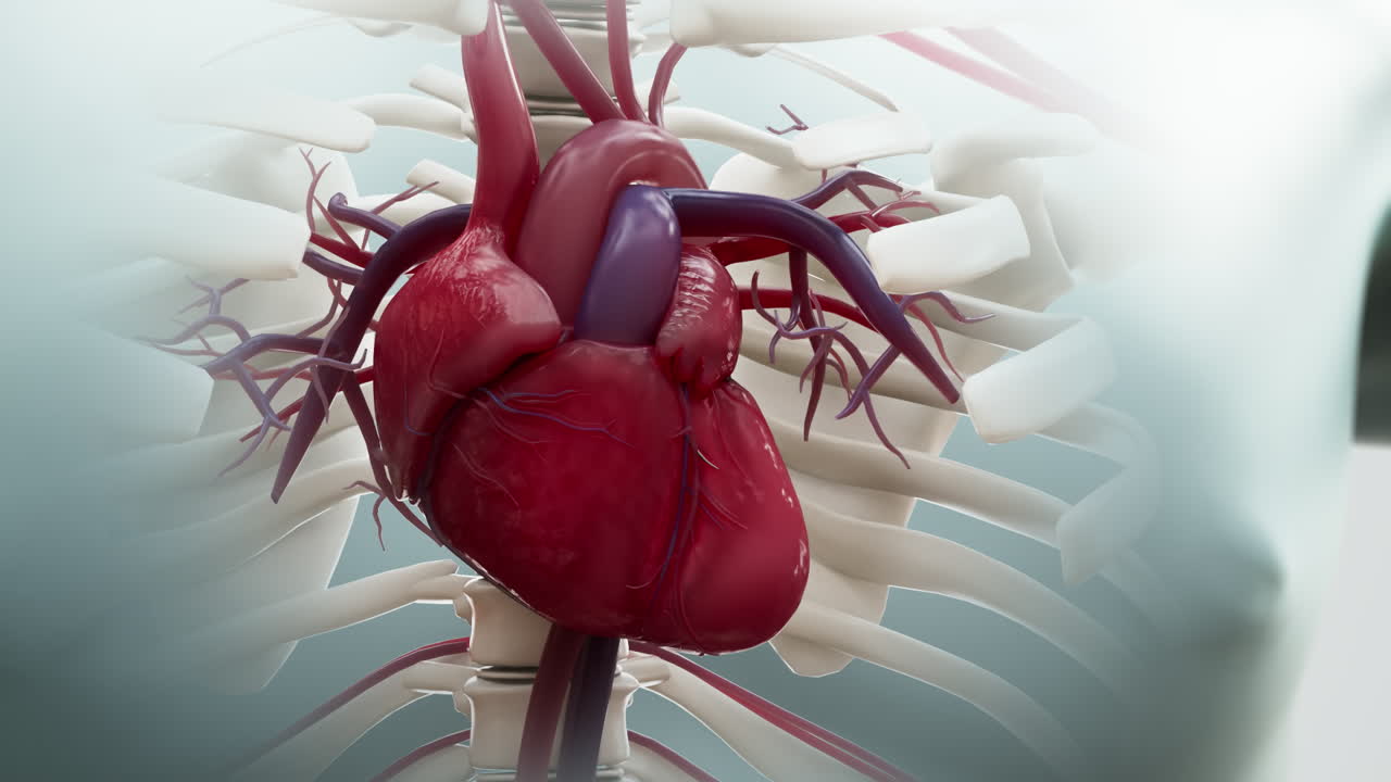 3D Animation of a Human Heart Beating Inside the Chest