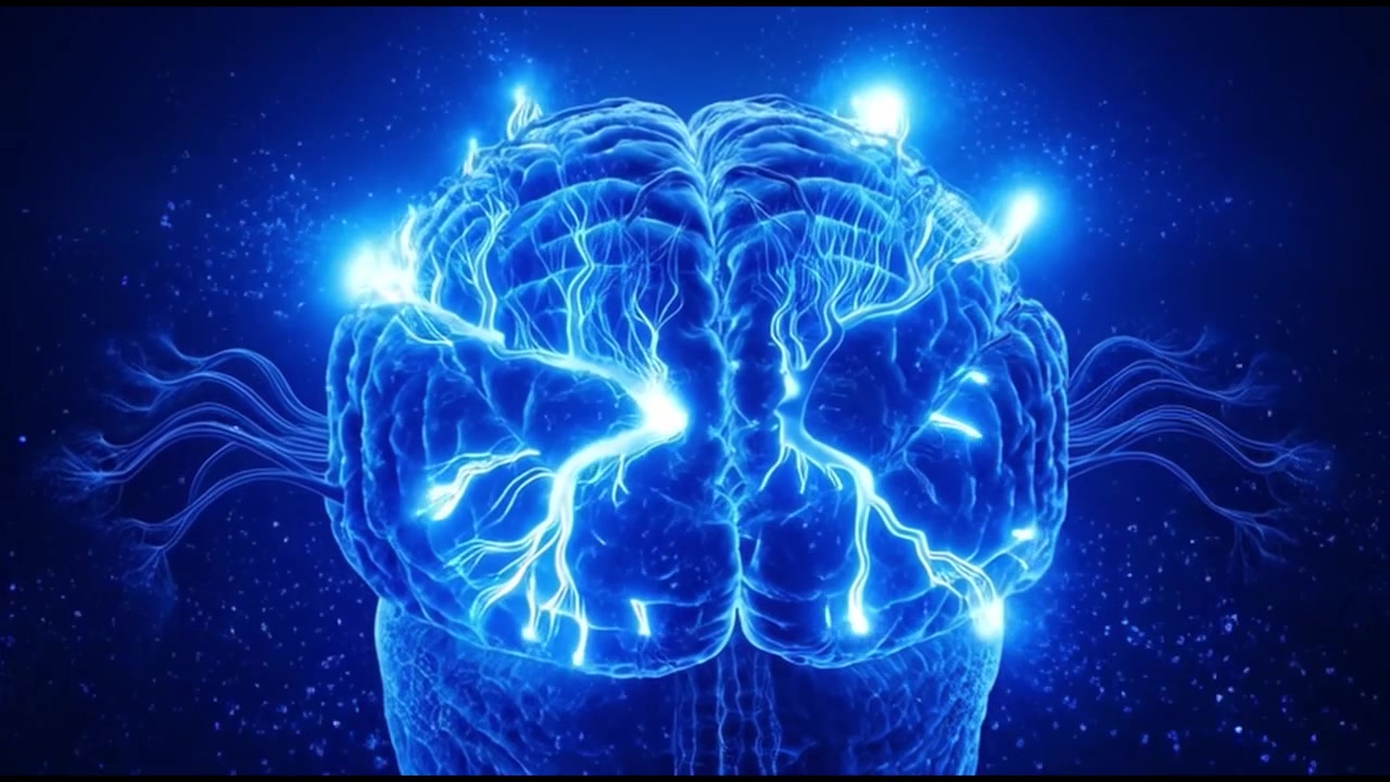 Animazione digitale dell'attività del cervello umano e delle connessioni neurali