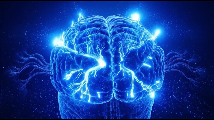 Animazione digitale dell'attività del cervello umano e delle connessioni neurali