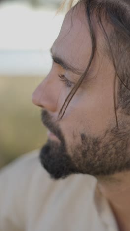 close-up portraits of a bearded man