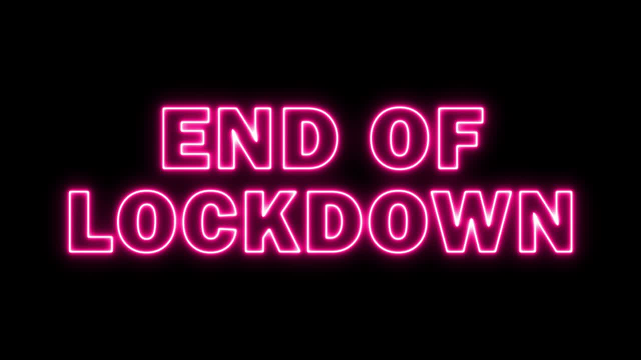 봉쇄 종료 네온 표지판